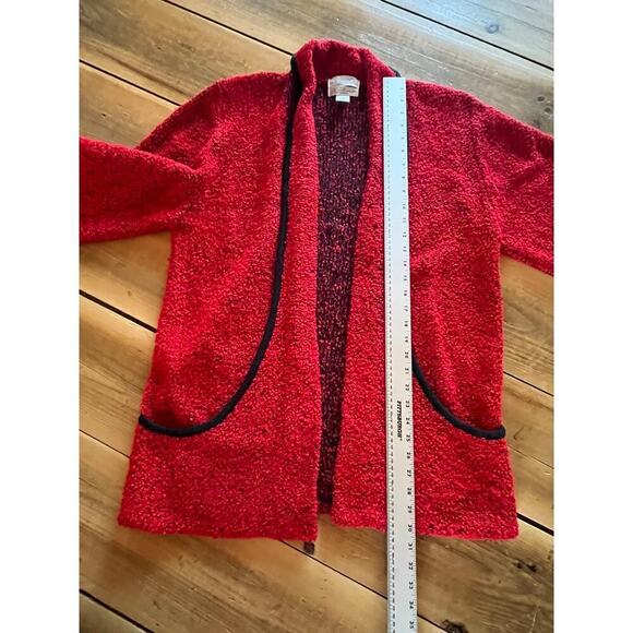 Vintage Sideffects Knitted Duster Sweater Womens L Open Cardigan Red & Black - Picture 8 of 8